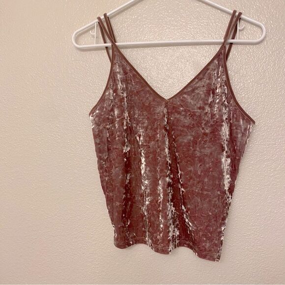 American Eagle SOFT SEXY stretch crushed VELVET CROP slip CAMI Y2K top M - Picture 4 of 12